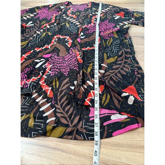 Gudrun Sjödén women's cotton kimono duster multicolor floral pattern size S/M - Picture 8 of 8